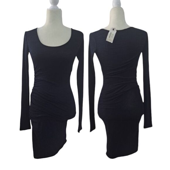 Rag & Bone Twist Ruched Navy Long Sleeve Bodycon Dress Size XS - Picture 3 of 9